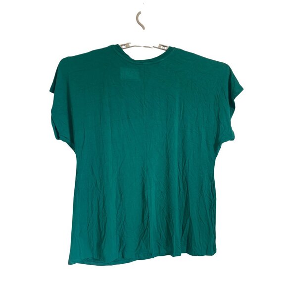 Ava & Viv Womens Plus Size Relaxed Stretch Twist-Front Green Blouse Top - Picture 4 of 10